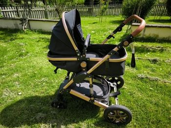 Poussette combinée 3 en 1 de marque KESSER® couleur noir et champagne