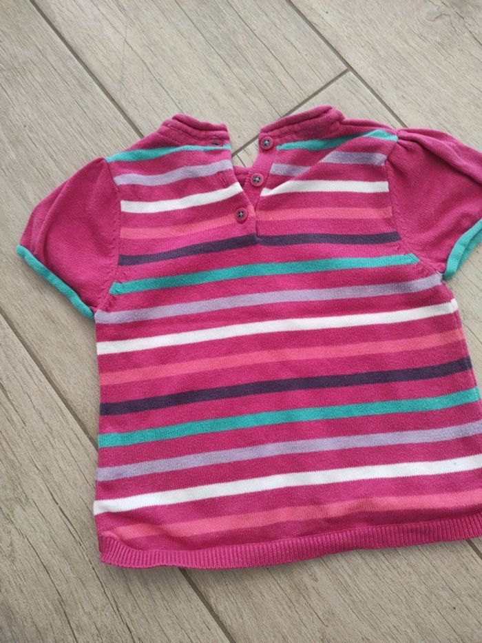 Pull manches courtes rose pailleté coeur vert 18 mois - photo numéro 4