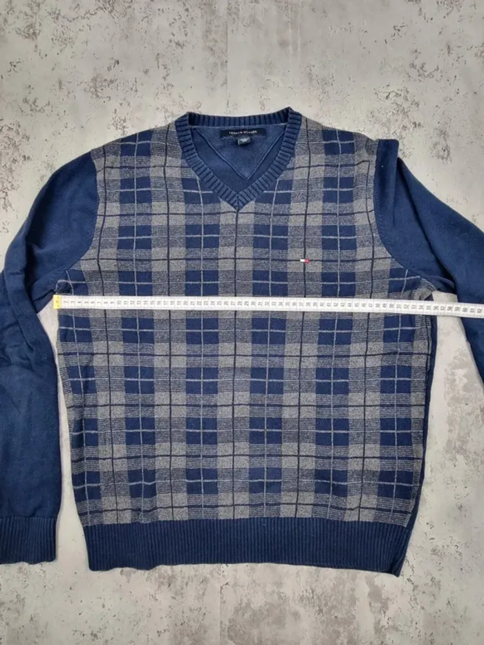 Pull col V Tommy Hilfiger bleu/gris, M Hommes - photo numéro 10