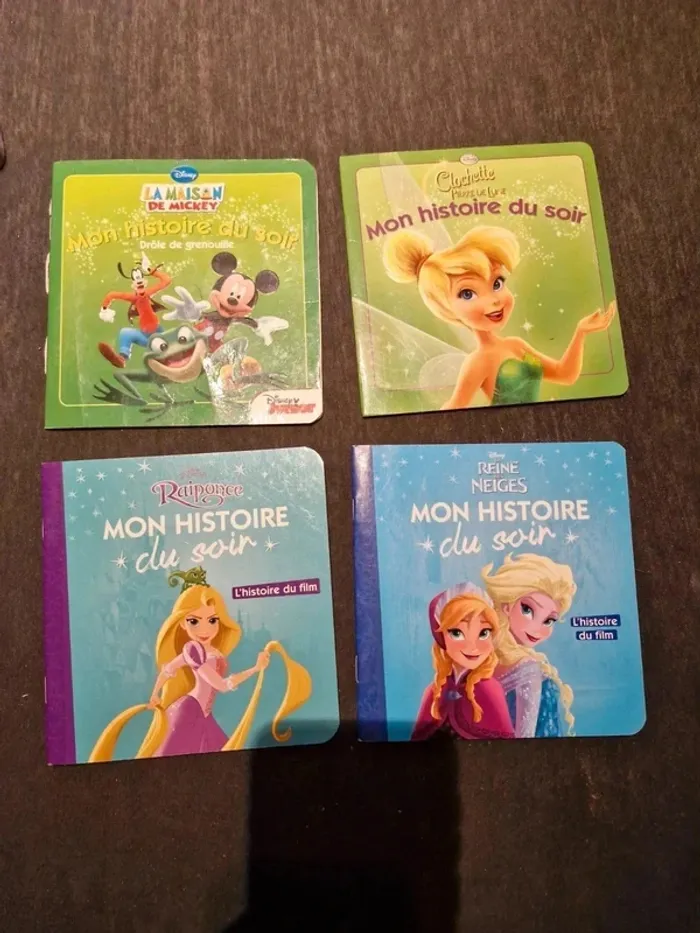 Lot de 4 livres mickey clochette raiponce reine des neiges