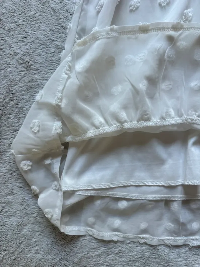 Robe blanche évasée voile fluide femme - photo numéro 3