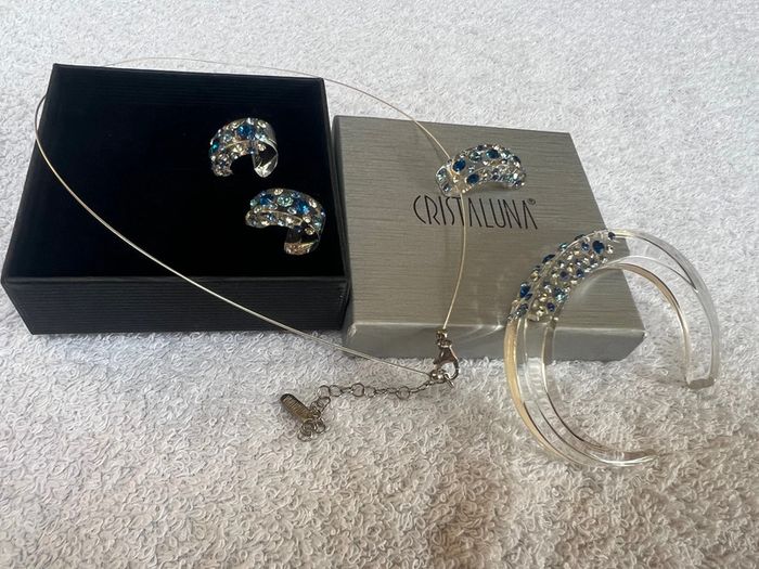 ensemble cristaluna Collier + braceler + boucles oreilles Diva swarovski neuf - photo numéro 5