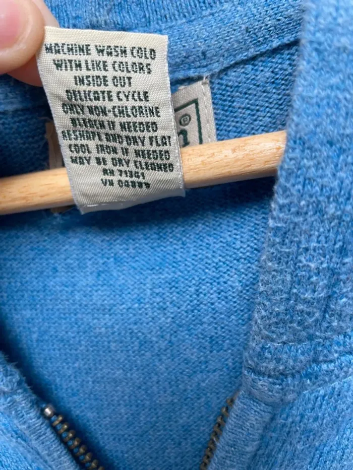 LL Bean zip hoodie light blue cotton cashmere Mens XL - photo numéro 3