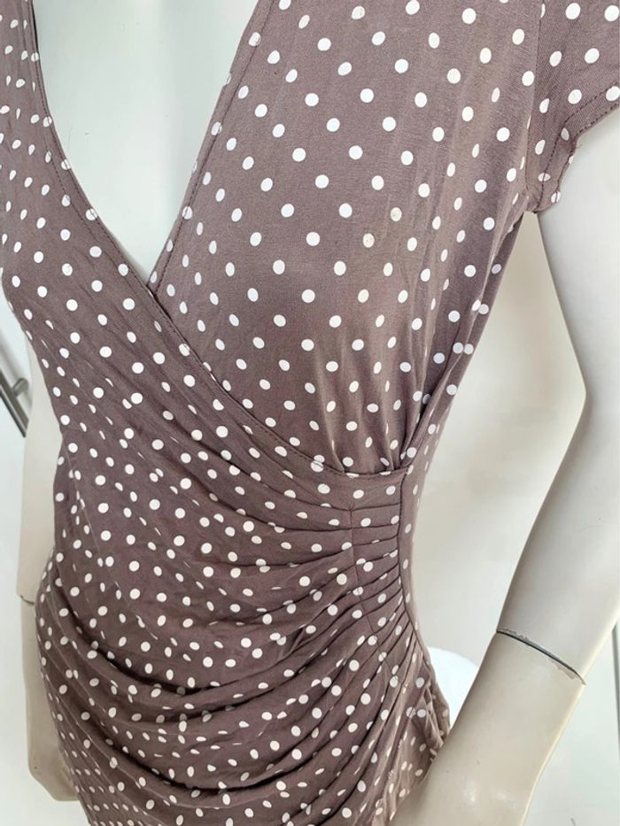 Robe mi longue drapée à pois - photo numéro 3