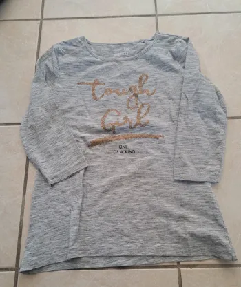 Tee shirt manches longues gris chiné 10/12 ans 👧 Pepperts en TBE