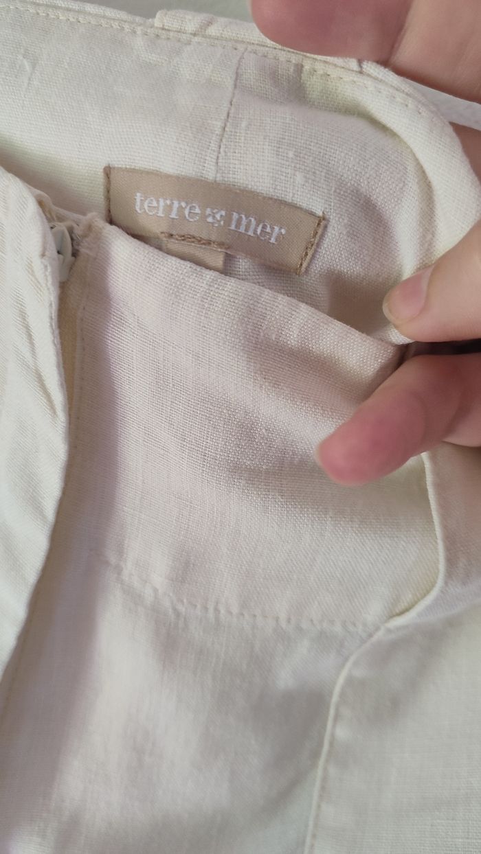 Pantacourt lin blanc terre et mer taille 40 - photo numéro 3