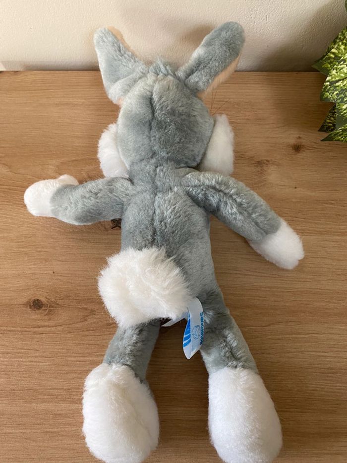 Doudou peluche lapin gris blanc bugs bunny nounours 1990 - photo numéro 3