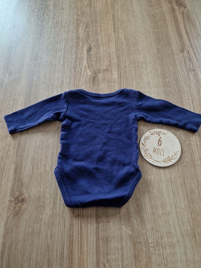 Body Bébé Manches Longues Bougli Bougla - Uni Bleu Marine - 6 Mois (68 cm) - photo numéro 3