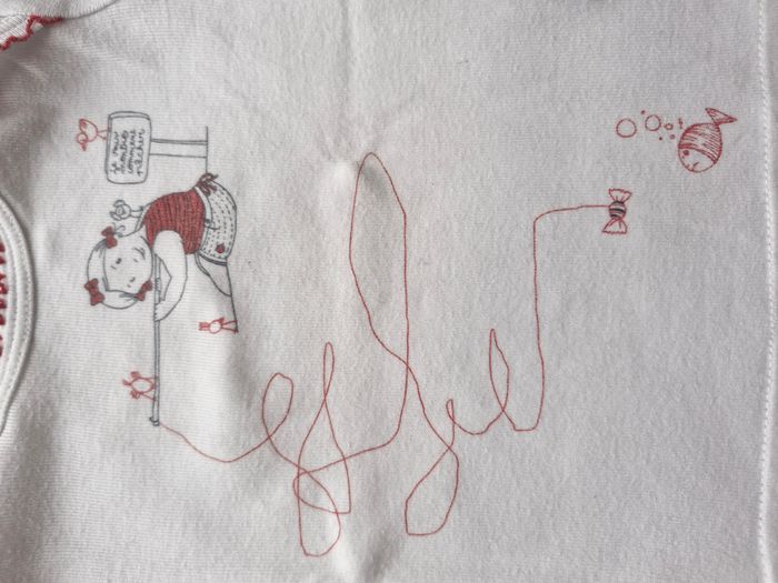 T-shirt à manches courtes fille 3 mois 60 cm Petit Bateau Blanc Rouge - photo numéro 2