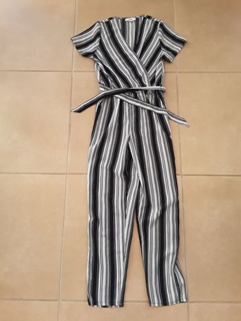 Combinaison longue rayée noir blanc fille 10 ans LA HALLE NEUVE