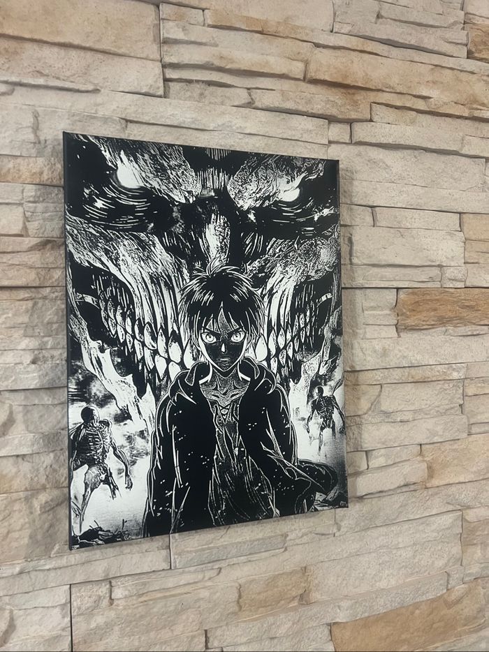 Tableau Eren & Titan Originel en toile 30x40cm – L’Attaque des Titans - photo numéro 4