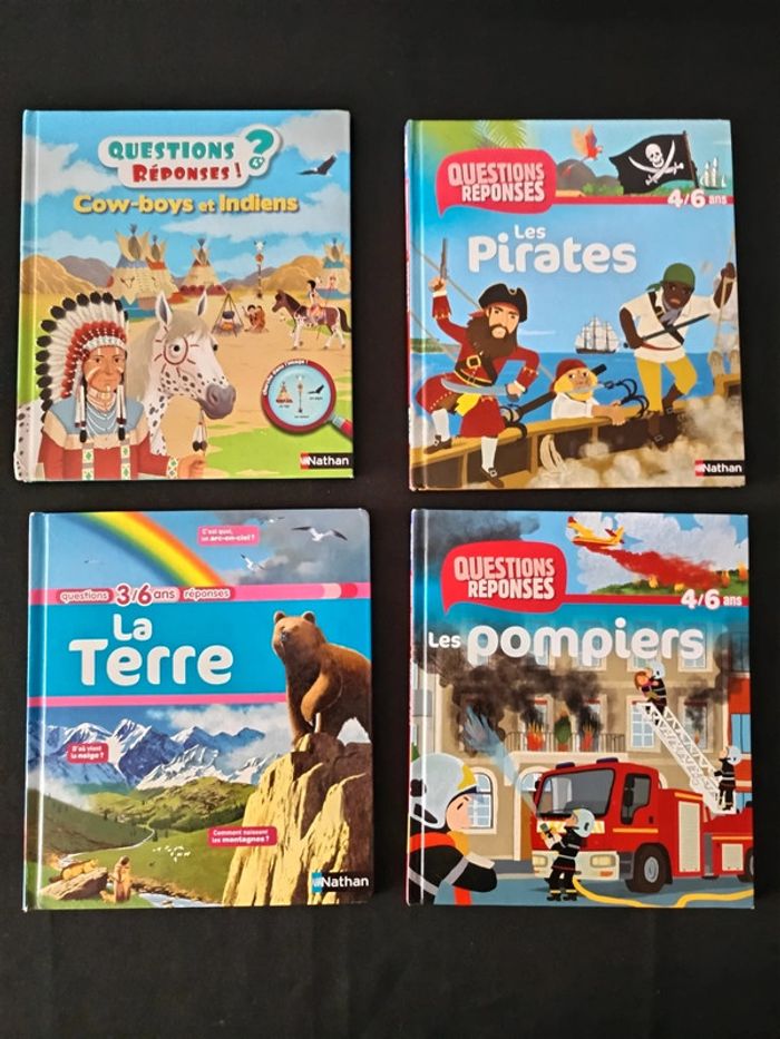 Livre questions réponse Les cowboys indiens, les pirates, la terre et les pompiers Nathan