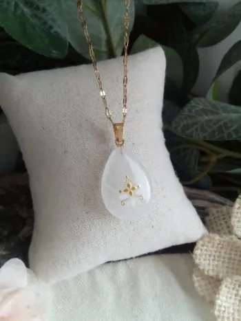 Collier bohème cristal de roche pierre naturelle réversible