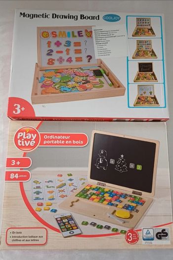 2 jeux bois éducatifs lettres et calculs