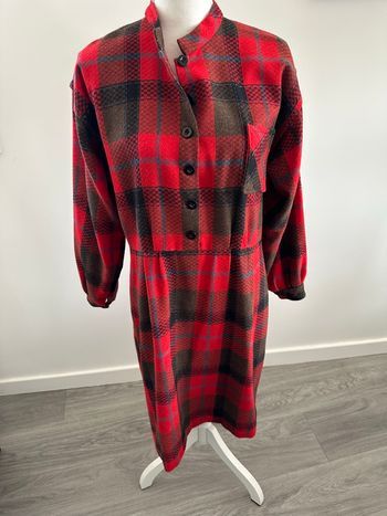 Robe à carreaux tartan rouge écossais Vintage T40 L