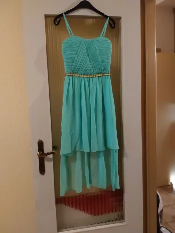 Robe d'évènement couleur menthe, bretelles détachables
