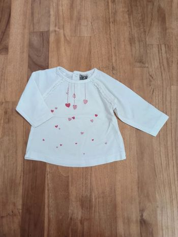 T-shirt blanc manches longues Tao 3mois