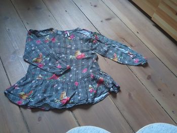 Tunique a volants motif vintage écossais oiseau fleurs orchestra 5 ans