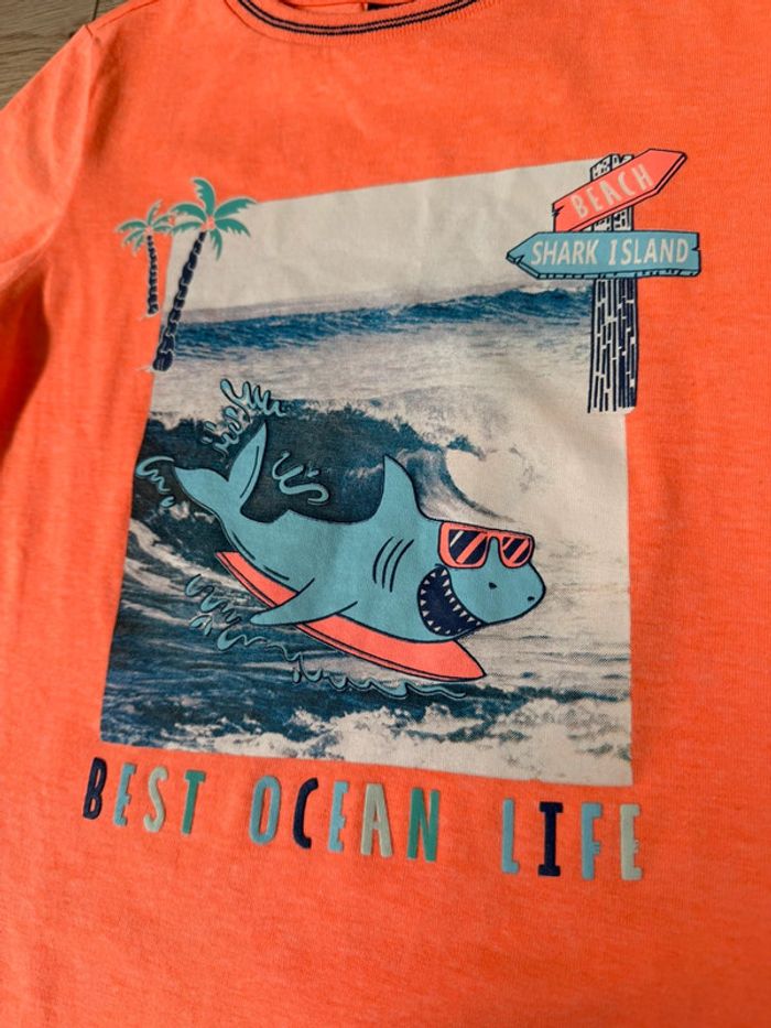 Tee-shirts MC garçon Sergent Major orange fluo / requin surfeur - photo numéro 3
