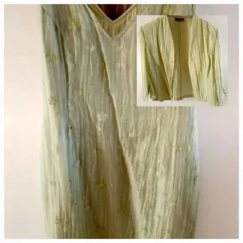 🫒 Ensemble robe + veste 46 vert anis