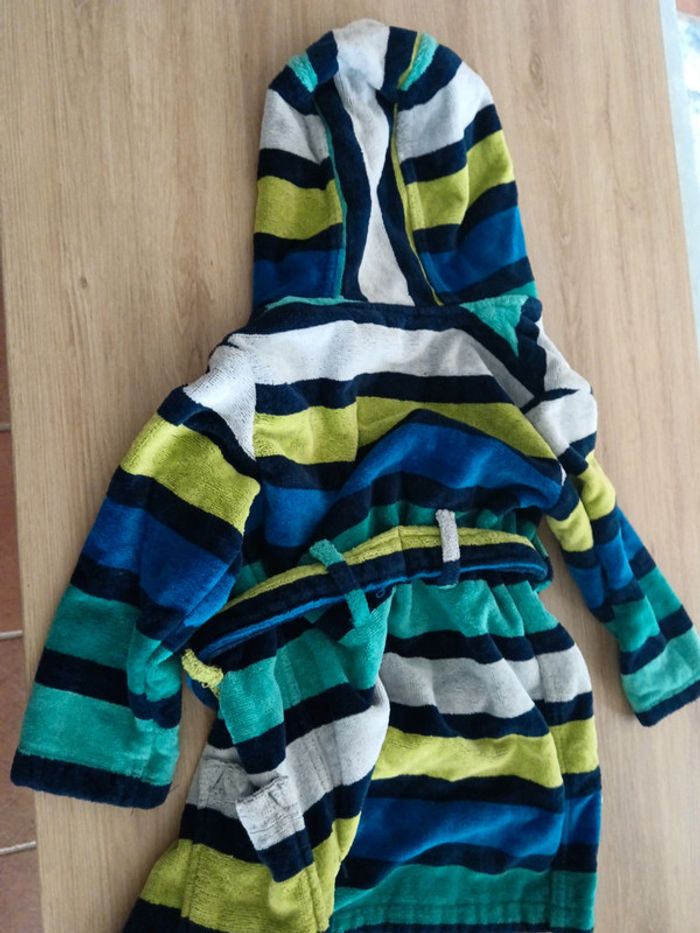 Peignoir Orchestra rayé bleu blanc vert 2 ans - photo numéro 3