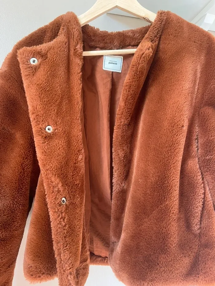 Manteau court fourrure marron caramel - photo numéro 2