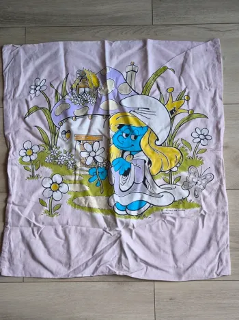 Taie d'oreiller Schtroumpfette Peyo licence 1983