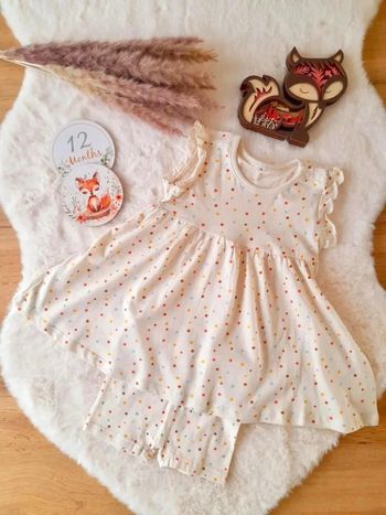 Ensemble robe à pois + legging court 12 mois Zeeman