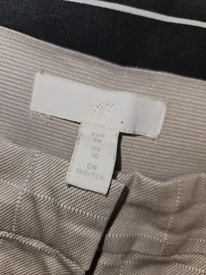 Pantalon à carreaux droit habillé beige H&M taille 38 / M - photo numéro 4