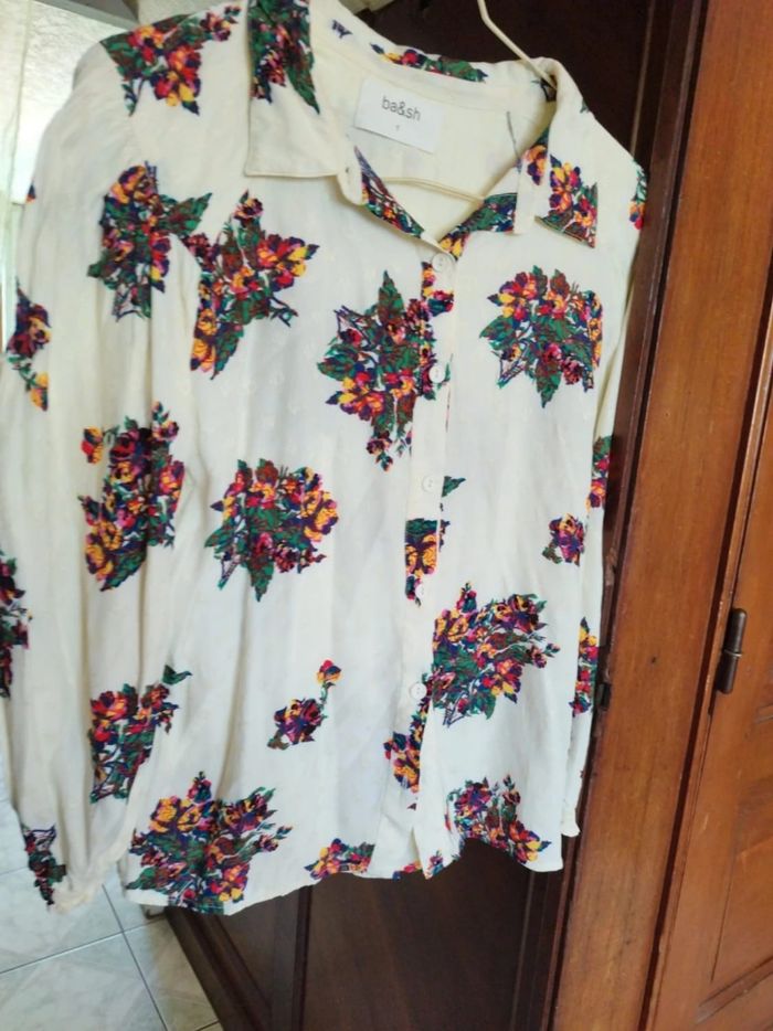 Chemise blanche fleurie Ba&sh vintage S/36 - photo numéro 4