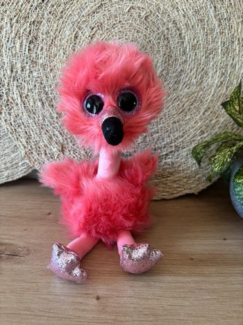 Neuf peluche flamant rose Franny ty rose paillette