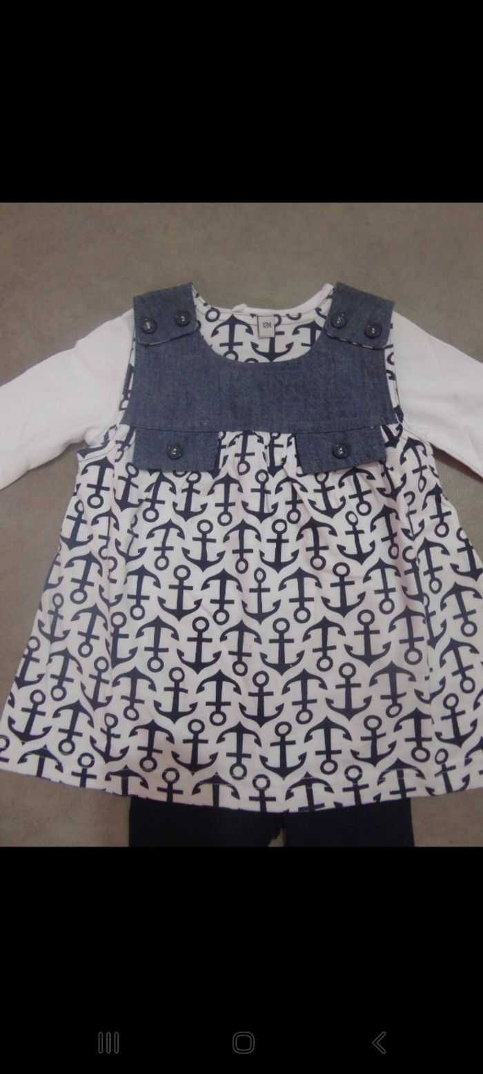 NEUF Ensemble fille style marin Tex - 12 mois - photo numéro 2