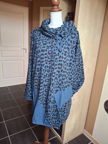 Tunique robe bleu léopard grande taille