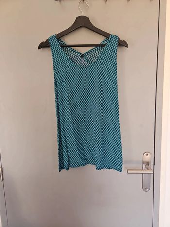 Top bleu et turquoise croisé dos viscose- Taille L