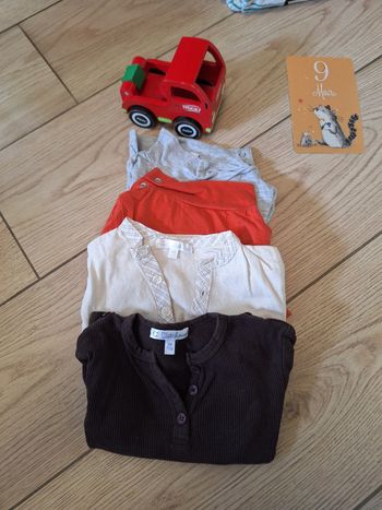 Lot 4 hauts manches longues 9 mois garçon