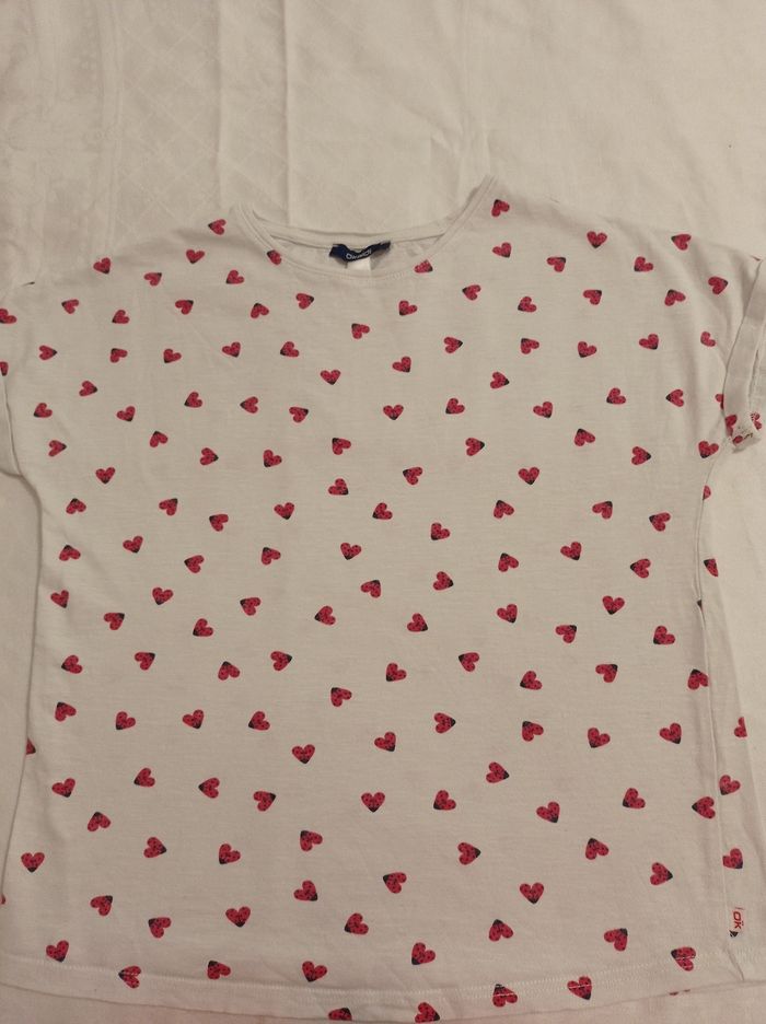 Petit pull manche courte pour fille avec petit cœur partout manches courtes taille 12 ans 152 cm marque Okaïdi voir photos - photo numéro 5