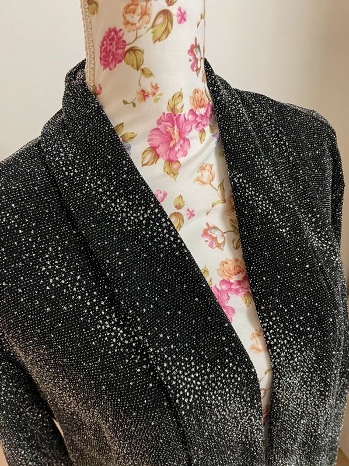 Cardigan/ kimono avec strass noir et argenté - photo numéro 2
