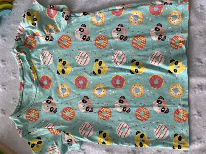 teeshirt manches courtes turquoise à motifs multicolore 12/24 mois lupilu - photo numéro 6