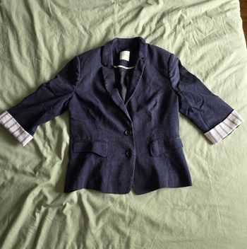 Betty & Co Veste Blazer Coton Bleu Marine Bon État 36