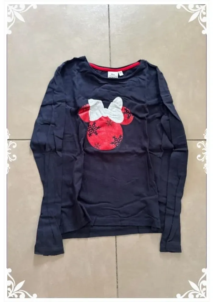 T-shirt bleu marine enfant fille 10 ans mini mouse - photo numéro 2