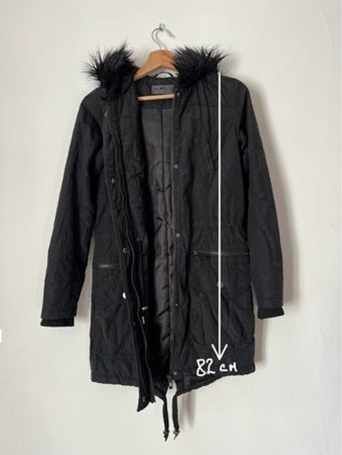 Manteau  noir capuche fausse fourrure New Look Taille 36 - photo numéro 2
