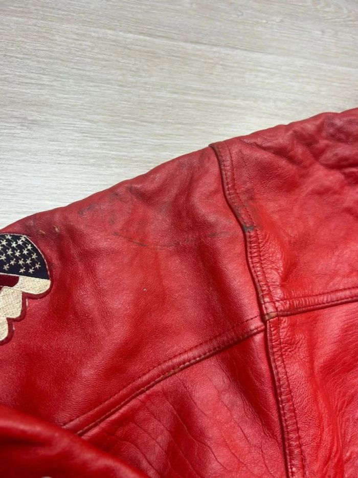Blouson Vintage Cuir Rouge FJ560 Urban Assault Squad Taille 2X – Drapeau USA - photo numéro 17