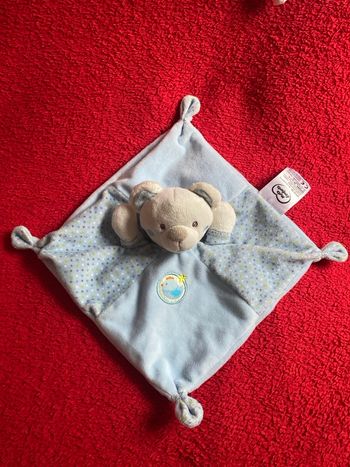 Mots d'enfants doudou plat ours blanc carré bleu pois poule Neuf jamais utilisé 