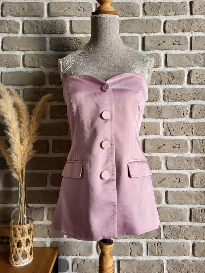 Magnifique bustier boutonné rose satiné Zara - Parfait état