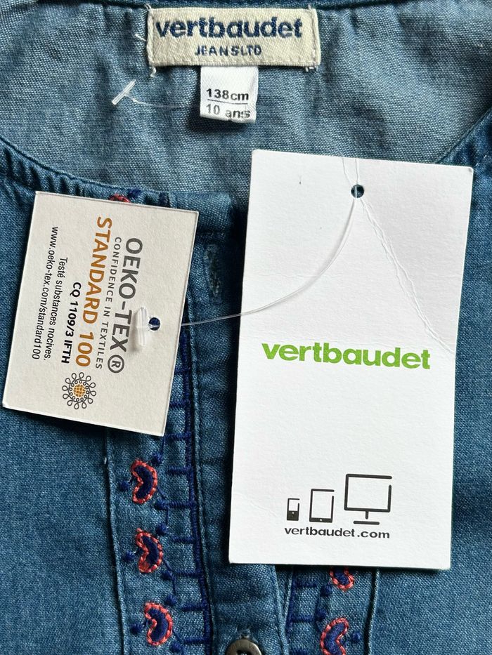 Combi short brodé manches longues en denim léger - photo numéro 4