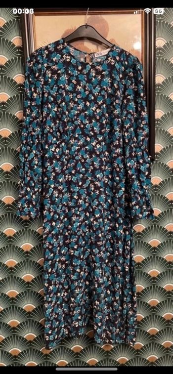 Belle robe bleu imprimé fleurs taille L