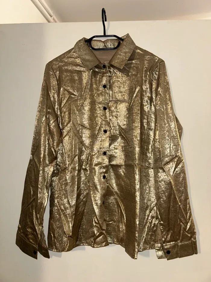 Chemise métallique doré femme