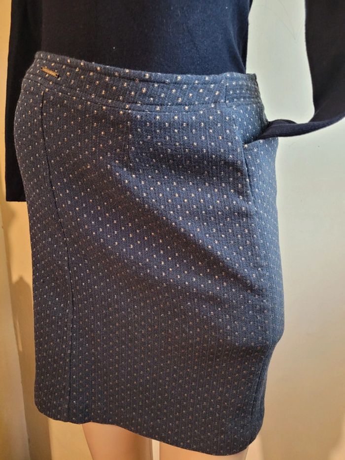 Jupe bleu marine et doré, doublé, chaude et élégante - photo numéro 3