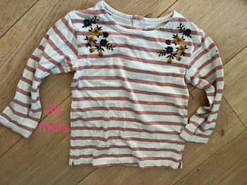T-shirt marinière rose brodée Monoprix 36 mois