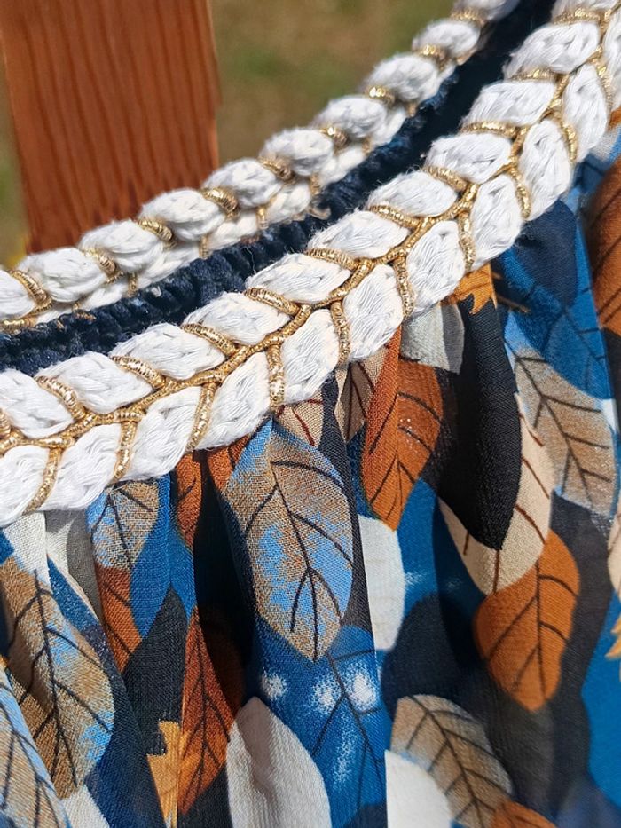 Haut  fluide imprimé feuilles - photo numéro 4